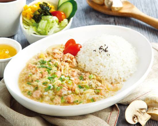 香蔥玉子鮭魚丼套餐 Salmon and Egg Bowl Combo