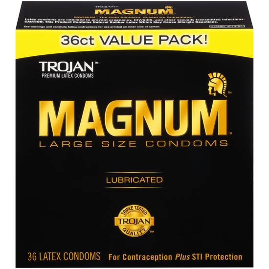 Trojan Magnum Large Lubricated Latex Condoms, 36 CT