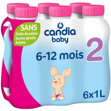 Lait bébé  2ème âge liquide CANDIA BABY - les 6 bouteilles de 1 l