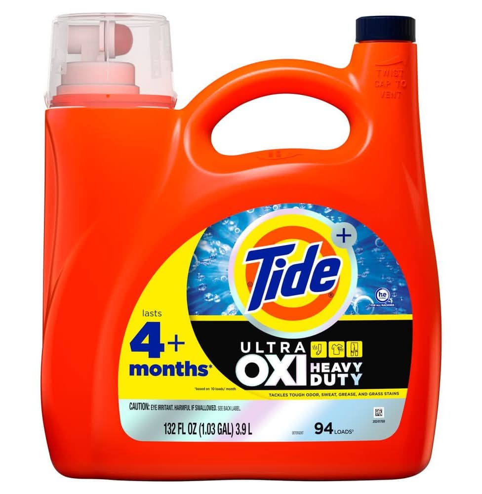 Tide Ultra Oxi Heavy Duty He Original Scent Liquid Laundry Detergent, 94-Loads, 132 Fl. Oz.