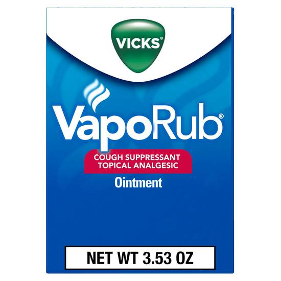 Vicks VapoRub Cough Suppressant Topical Analgesic Ointment, 3.53 OZ