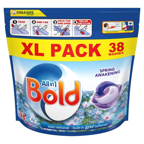 Bold All-In-1 Pods Washing Liquid Capsules 38 Washes, Spring Awakening