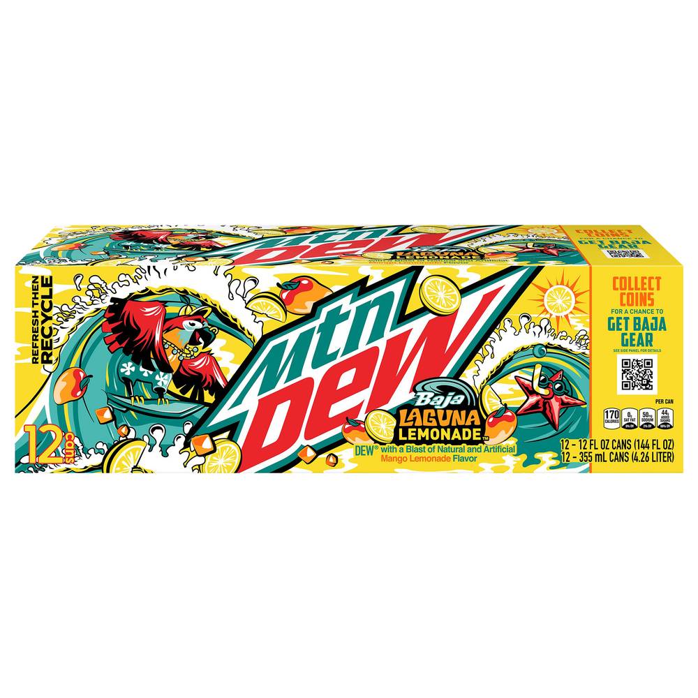 Mtn Dew Soda, Mango-Lemonade (12 x 12 fl oz)