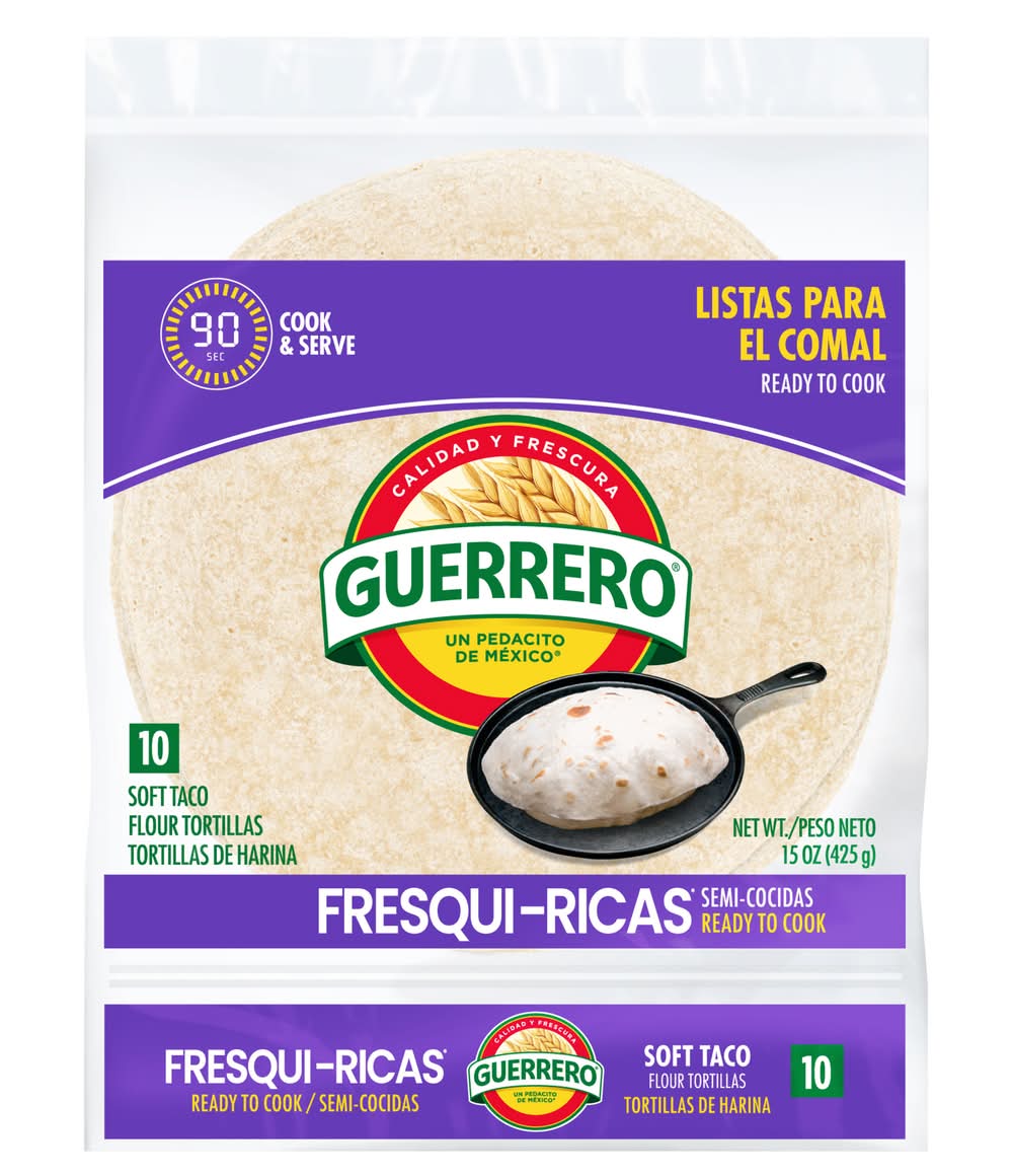 Guerrero Fresqui-Ricas Ready To Cook Soft Taco Flour Tortillas (15 oz, 10 ct)