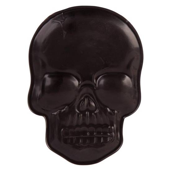 Matte Black Stone Skull Spoon Rest, 4.6in x 6.3in