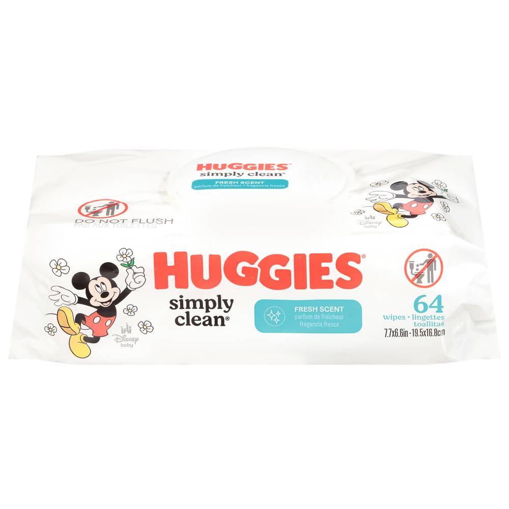 Huggies Simply Clean Baby Wipes Flip Top pack, Fresh (64 ct)