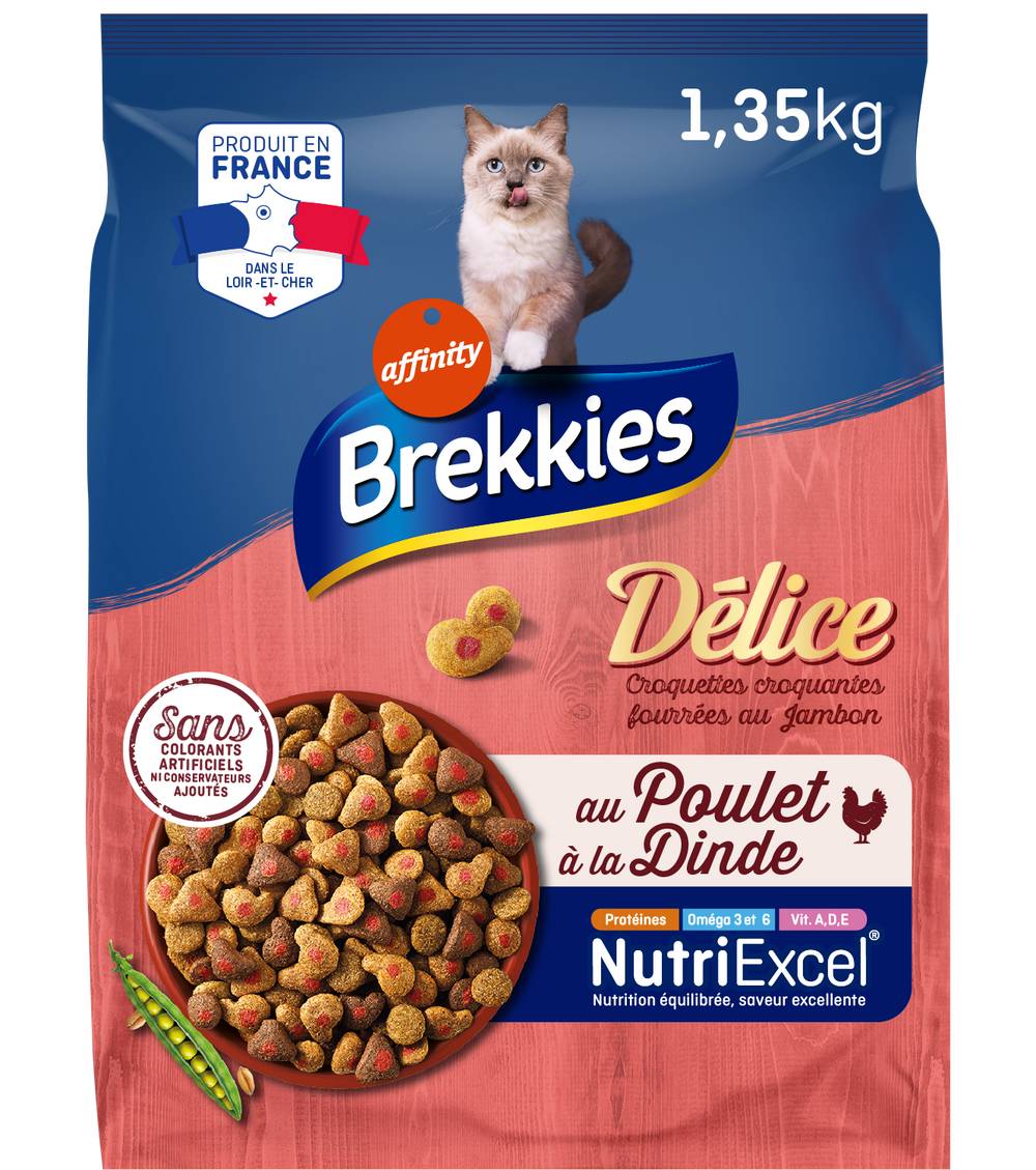Brekkies - Délice croquettes fourrées pour chat, poulet - dinde (1,35kg)