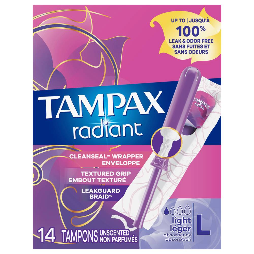 Tampax Radiant Light Absorbency Tampons (14 ct)