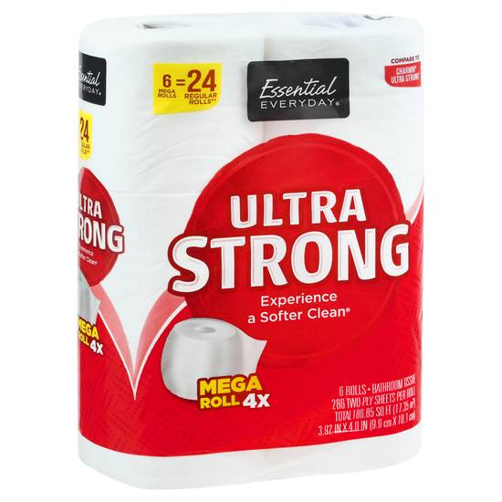 Essential Everyday Ultra Strong Mega Roll Two-Ply Bathroom Tissue (6 ct)