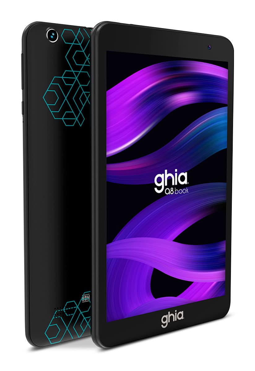 GHIA · Tablet a8b 8" 4gb de ram y 64gb de memoria, 12cm x 21cm x 1cm, negro