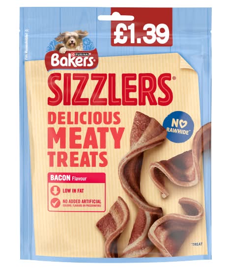 Baker's Bacon, Sizzlers Delicious Meaty Treats For Adult Dogs (90g)