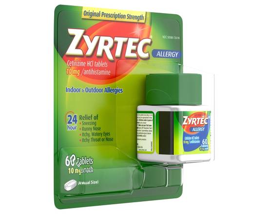 Zyrtec · Cetirizine Antihistamine 10 mg 24 Hour Allergy Relief (60 tablets)