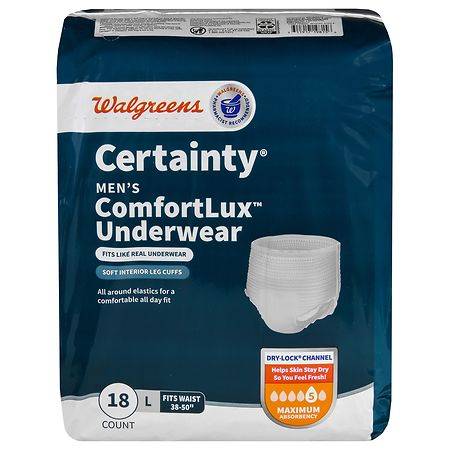 Walgreens Certainty Men's Comfortlux Underwear Large