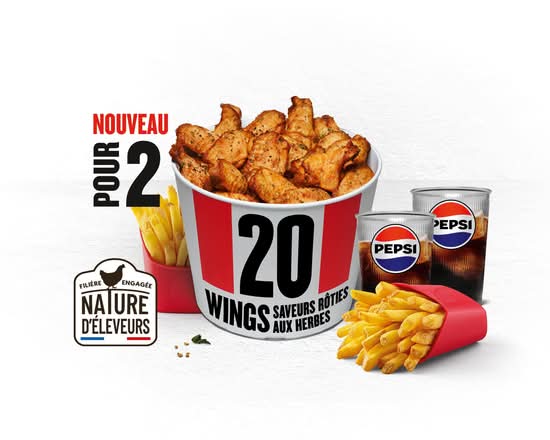 MENU BUCKET 20 WNGS® SAVEURS ROTIIES AUX HERBES