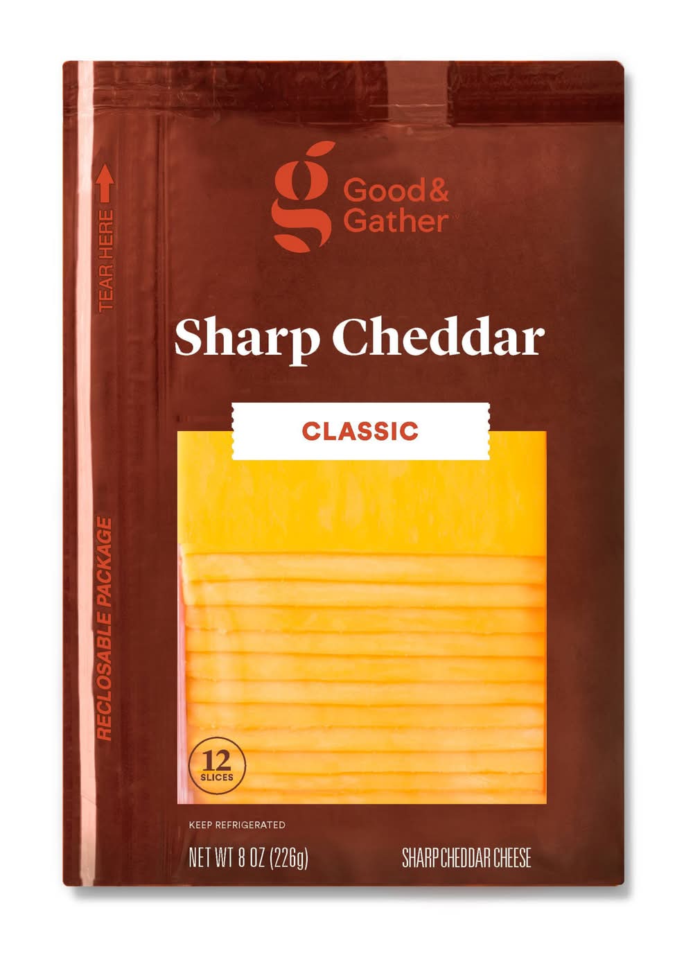 Good & Gather Sliced Sharp Cheddar Cheese (8 oz, 12 ct)