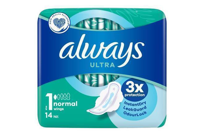Always Sensitive Pads with Wings Ultra Normal 14pk