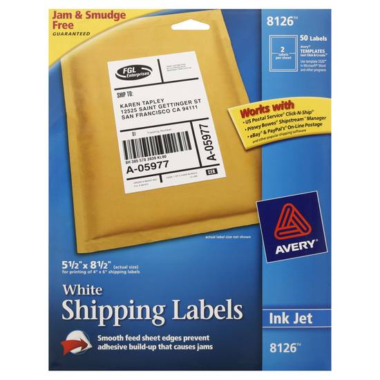 Avery Ink Jet White Shipping Labels (50 ct)