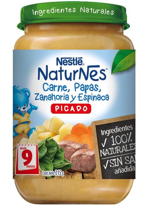NaturNes · Picado de carne con papa, zanahoria y espinacas para bebés - 9+ Meses (215 g)