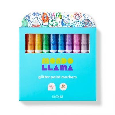 Mondo Llama Bullet Tip Glitter Paint Markers, Assorted (10 ct)