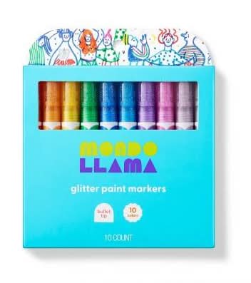 Mondo Llama Bullet Tip Glitter Paint Markers, Assorted (10 ct)
