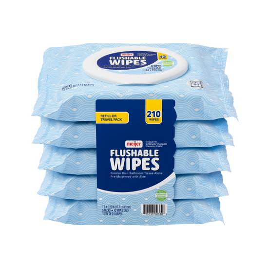 Meijer Flushable Wipes 5 Pc Multi Pack, 210 Count
