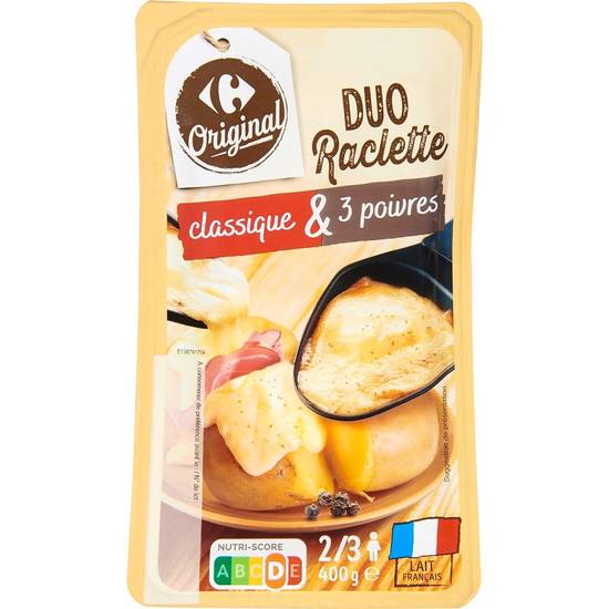 Carrefour - Raclette duo classique & poivres tranchettes de fromage
