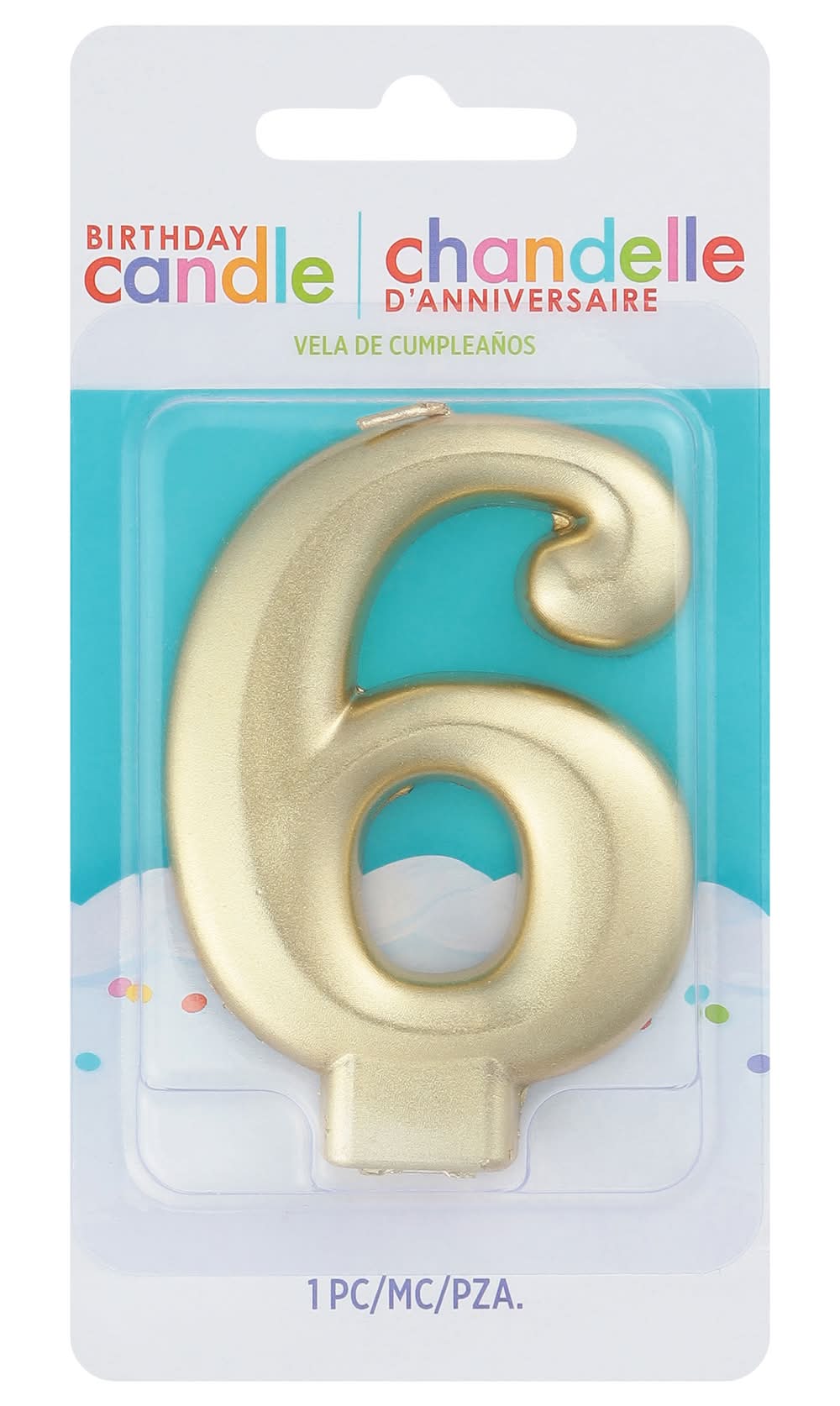 Amscan Numeral #6 Metallic Candle - Gold