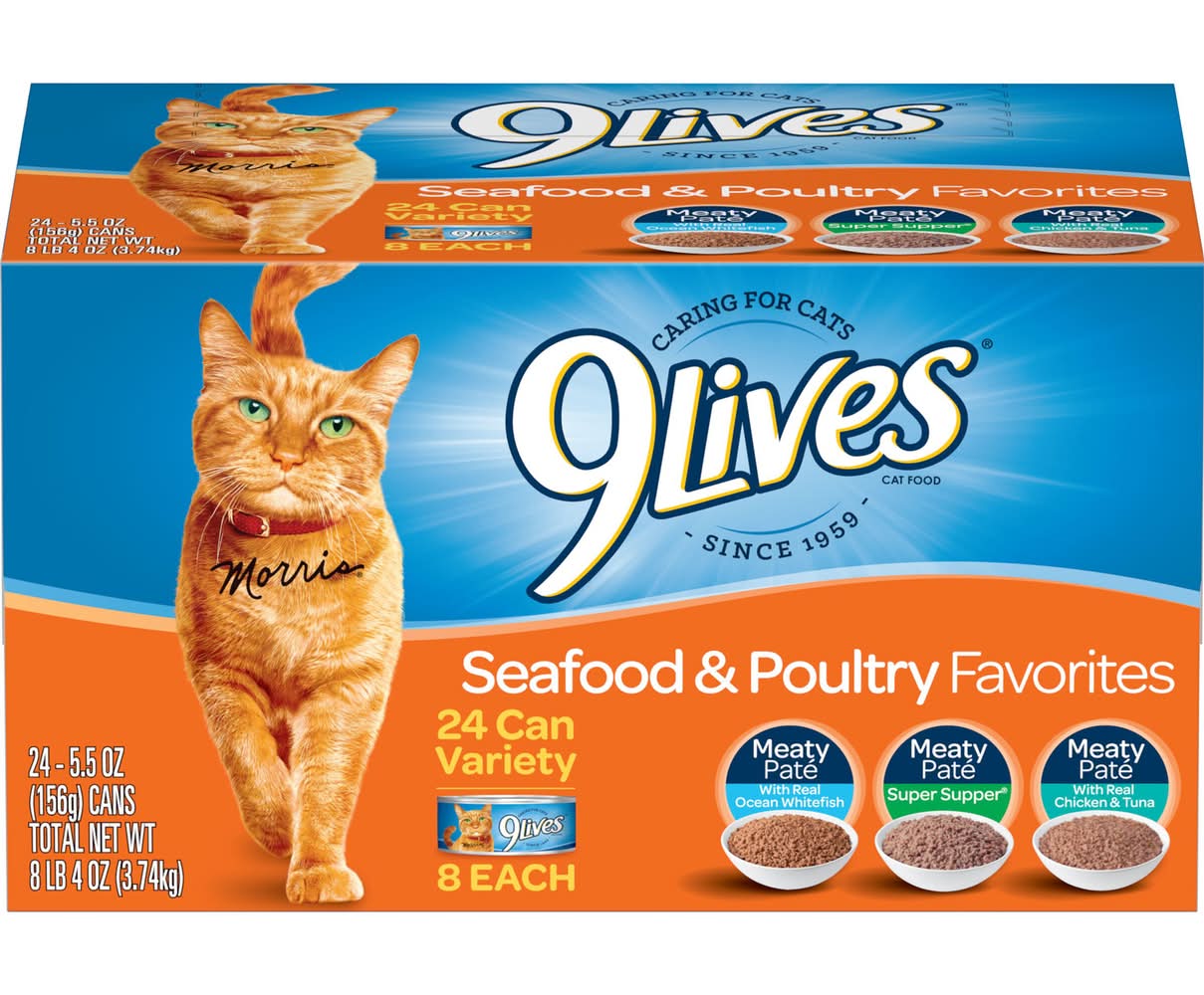 9Lives Seafood & Poultry Favorites Cat Food (0.22 oz, 24 ct)