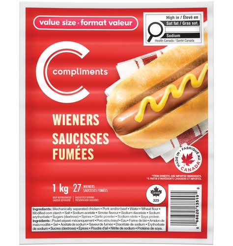 Compliments Value Size Wieners (1 kg)