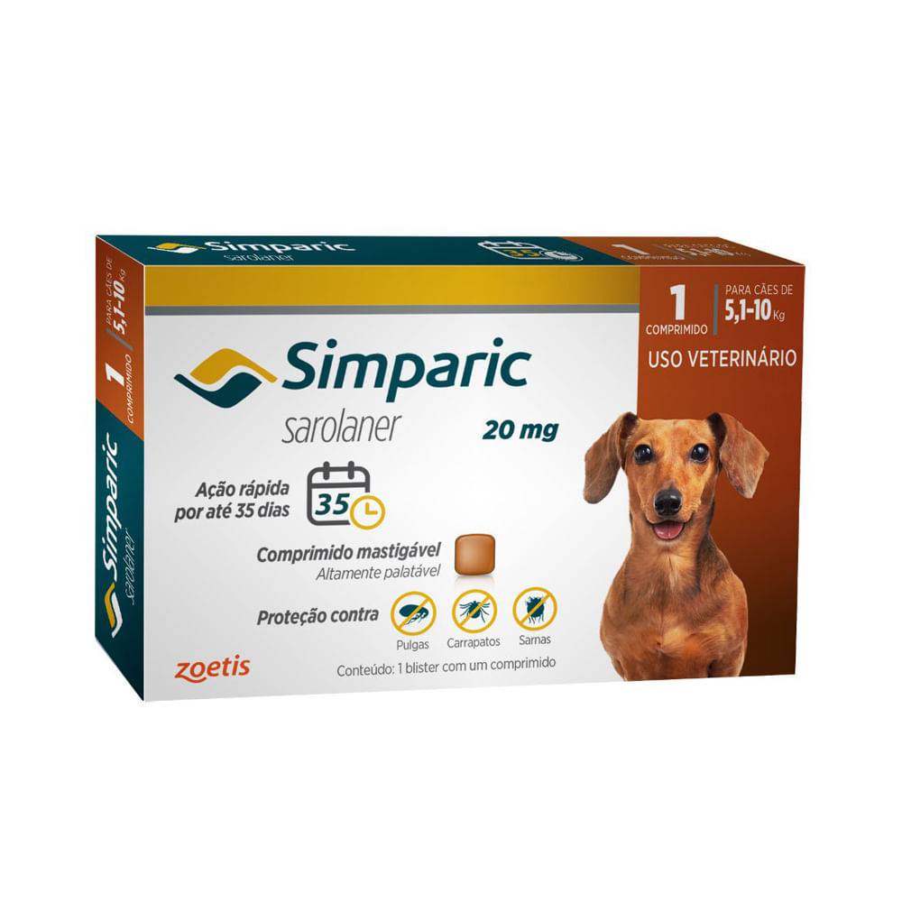 Zoetis · Antipulgas simparic para cães 20mg (20 g)