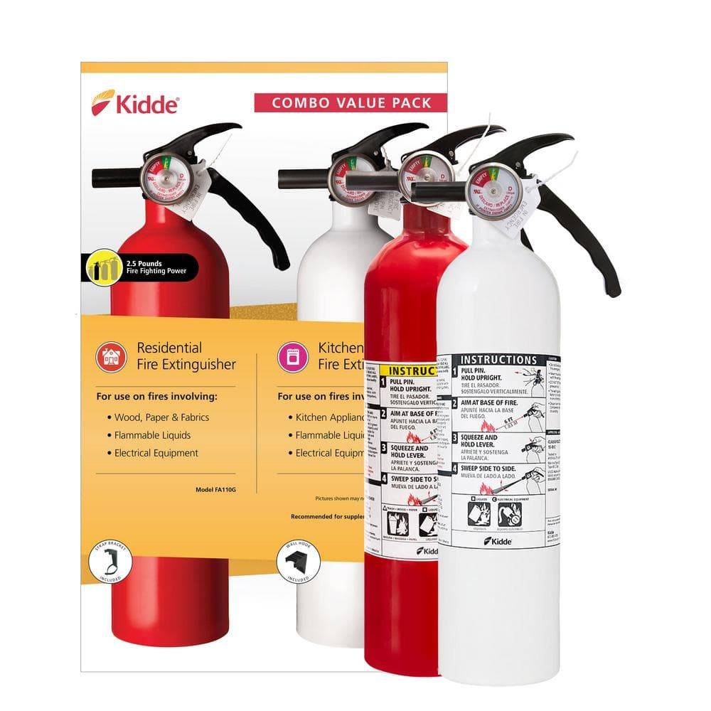 Kidde Residential And Kitchen (1-A:10-B:C) Class Abc And Class Bc 3.9 (Lb.) Fire Extinguisher 2-Pack