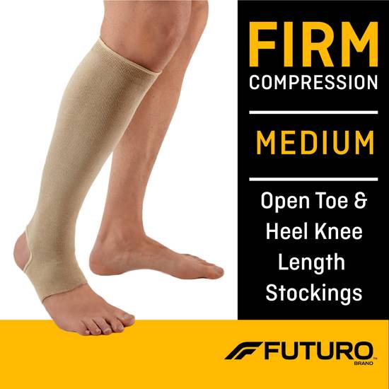 Futuro Open Toe/Heel Therapeutic Knee Length Stocking, Medium Beige, Firm - 1 ct