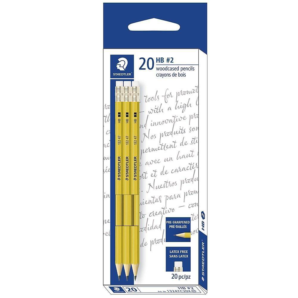 Staedtler Presharpened Yellow Pencils With Erasers (13247c20a6) (20/pack)