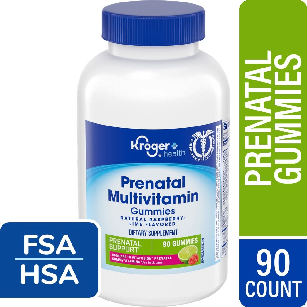 Kroger Prenatal Multivitamin Gummies, Raspberry Lime (90 ct)