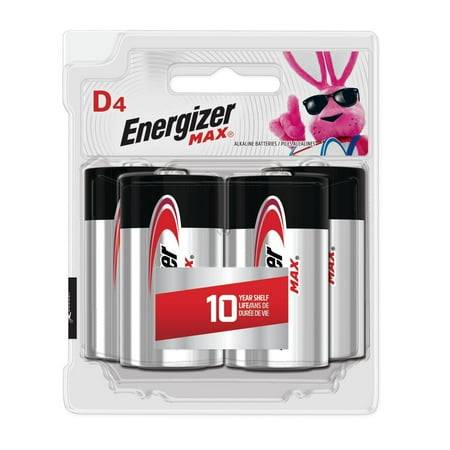 Energizer Max + Power Seal D4 Alkaline D Batteries (4 ct)