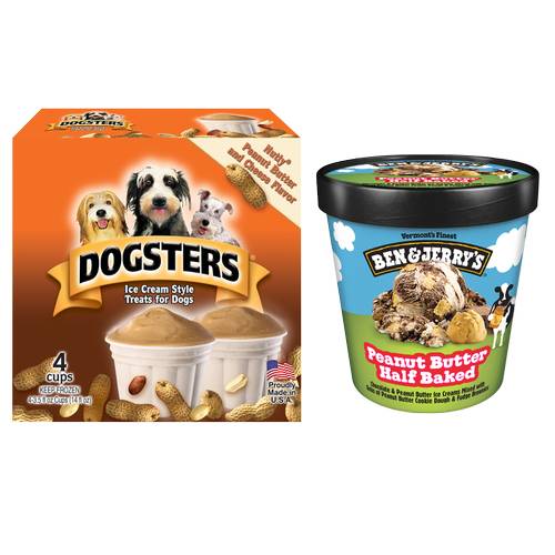 Ben & Jerry's  Peanut Butter Half Baked / Dogsters Pet Ice Cream bundle