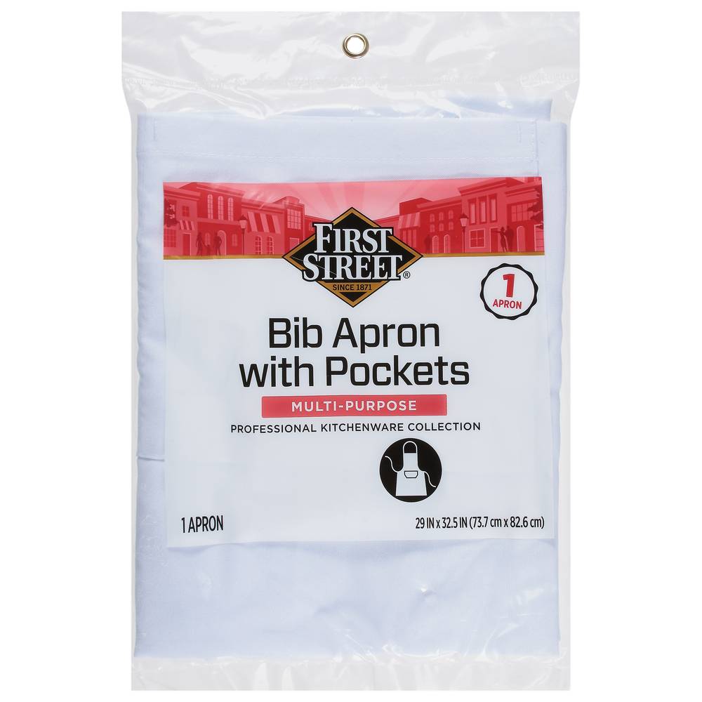 First Street White Bib Apron