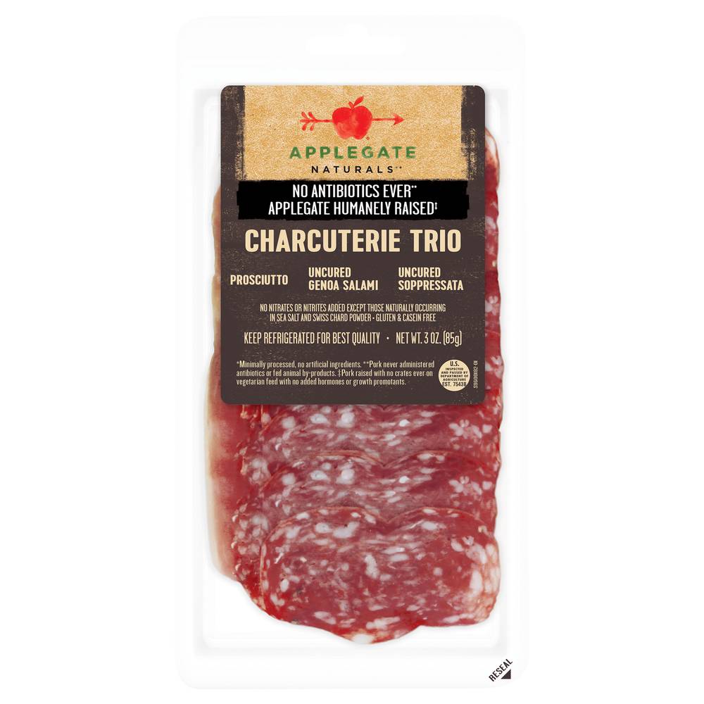 Applegate Charcuterie Trio Genoa Salami Prosciutto & Soppressata (3 oz)