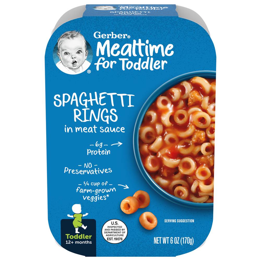 Gerber Mealtime For Toddler Spaghetti Rings in Meat Sauce 12+ Months (6 oz)