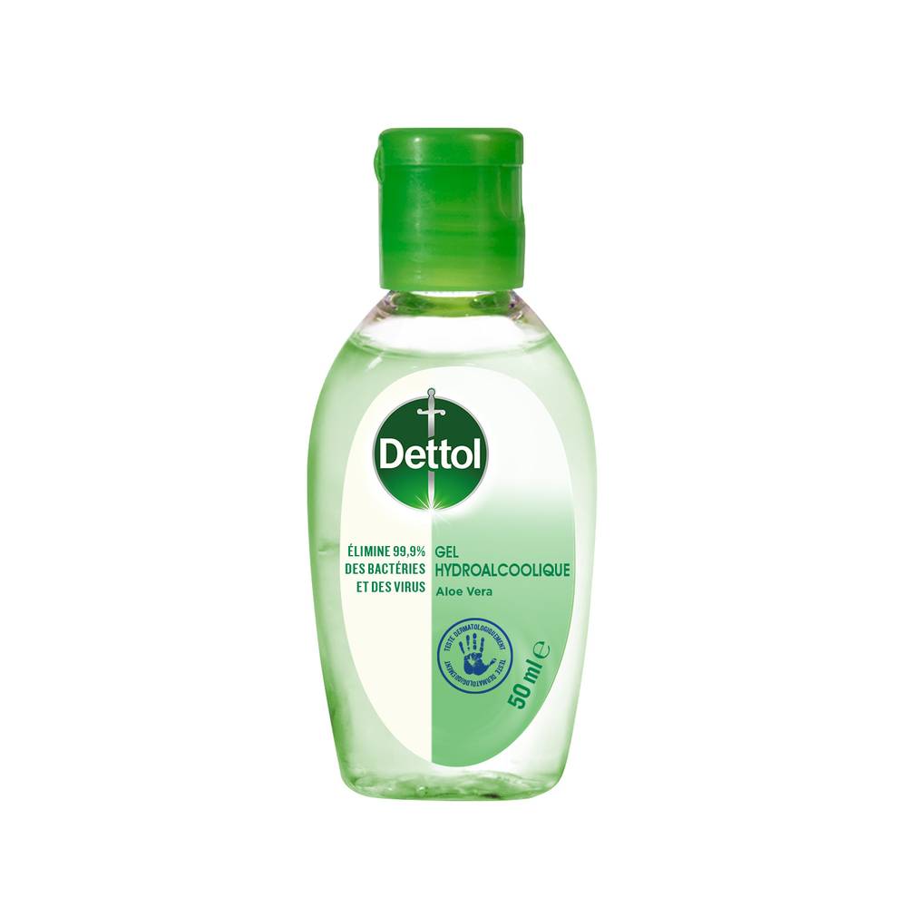 Dettol - Gel hydro alcoolique antibactérien à l'aloé véra (50 ml)