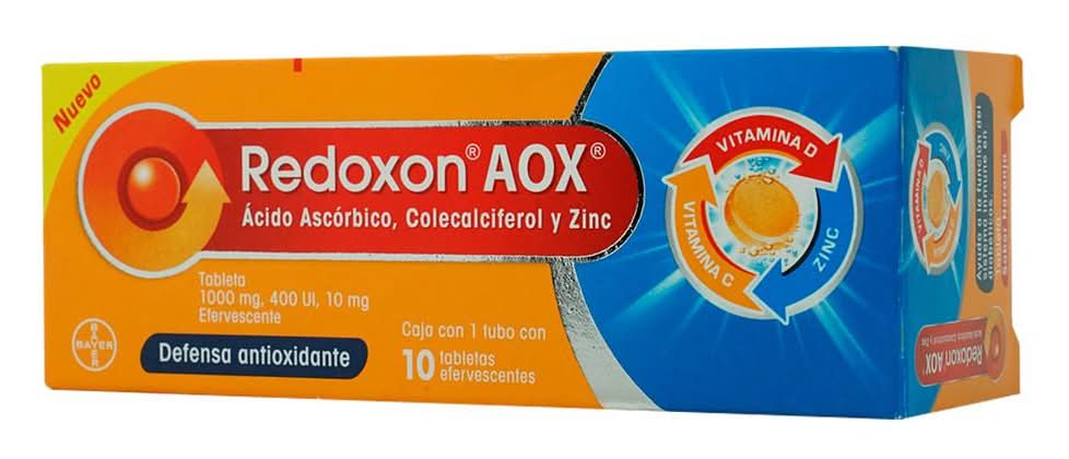 Redoxon · Aox vitamina c + d + zinc tabletas efervescentes 1 gr / 1000 ui / 10 mg, naranja (10 un)
