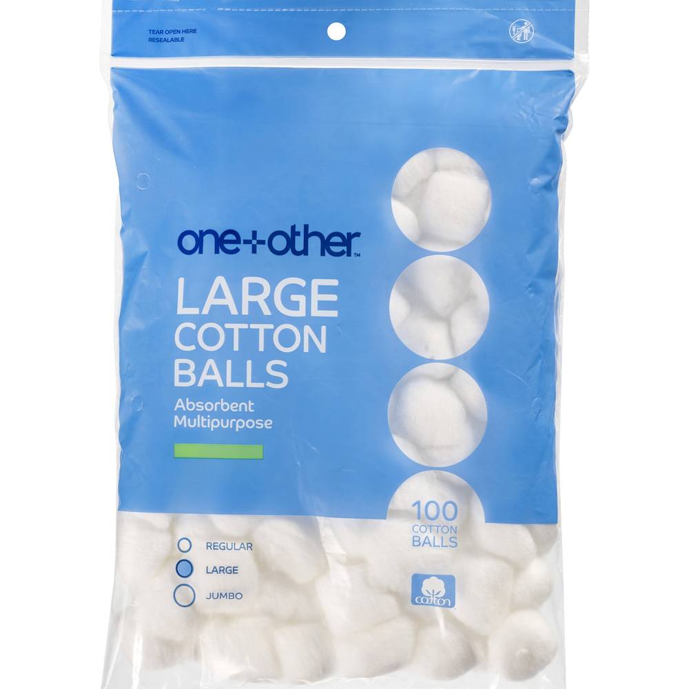 One+Other Large Absorbent Cotton Balls, 100Ct