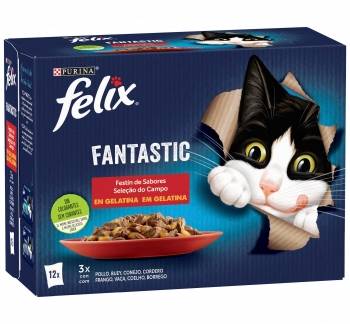 Gelatina selección de carnes para gatos Felix Fantastic Purina 12x85 g