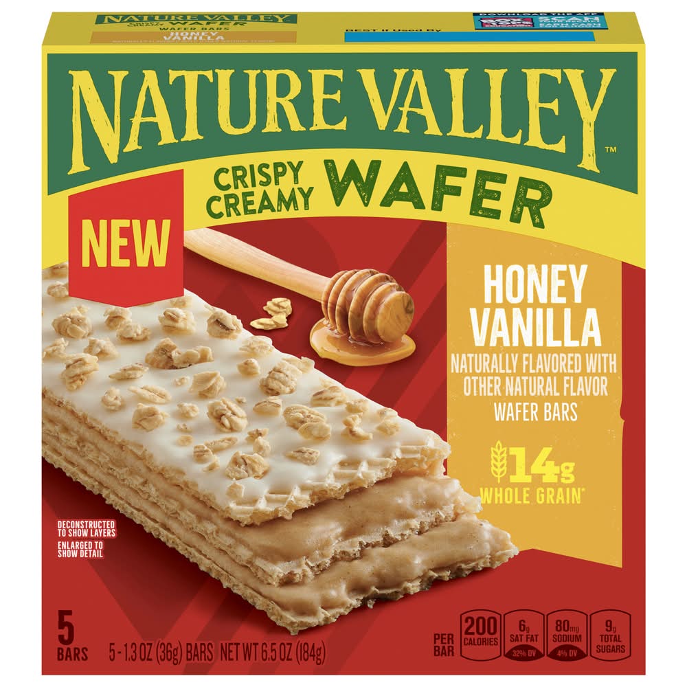 Nature Valley Crispy Creamy Wafer Bar, Honey - Vanilla (6.5 oz, 5 ct)