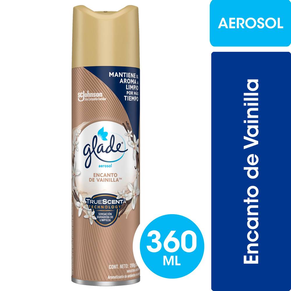 Glade desodorante ambiental aerosol encanto de vainilla (spray 360 ml)