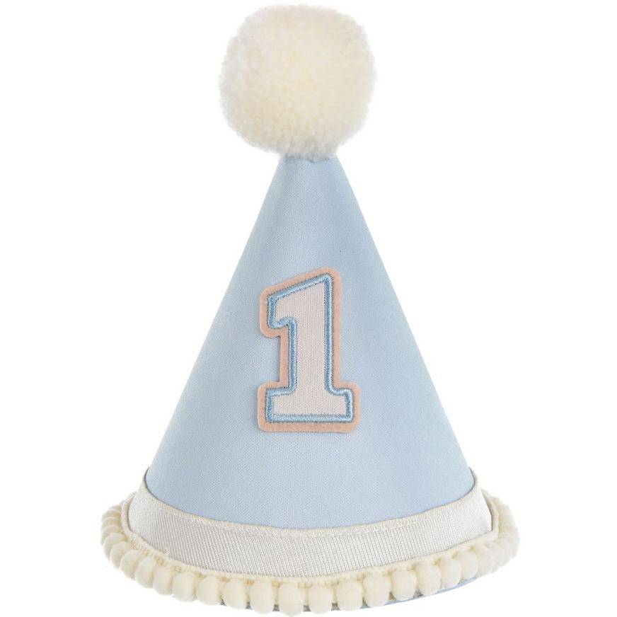 Party City 1st Birthday Pom-Pom Hat (7 in/blue)