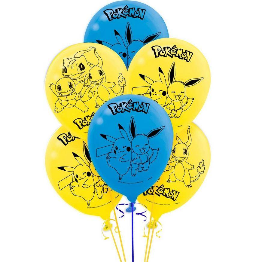 Uninflated 6ct, Classic Pokemon Balloons