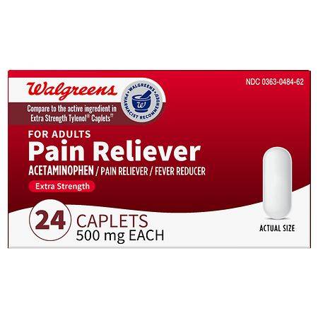 Walgreens Extra Strength Acetaminophen Caplets 500 mg (24 ct)