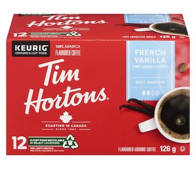 Tim hortons café à torréfaction légère moyenne (12 unités) (120 g) (vanille française) - tim hortons french vanilla find grind coffee (120 g)