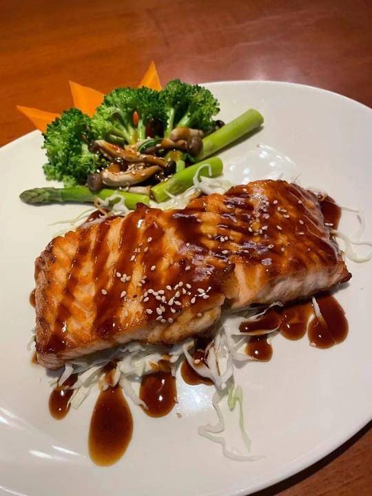 Salmon Teriyaki with Rice 汤,饭